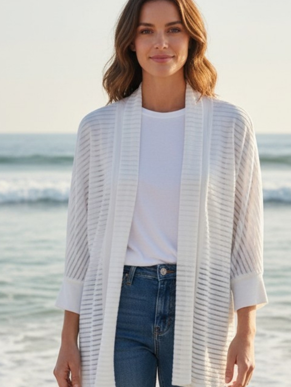 Calvin Klein - NWOT, Open Lite Weight Cardigan Sweater, 3/4 Sleeve,